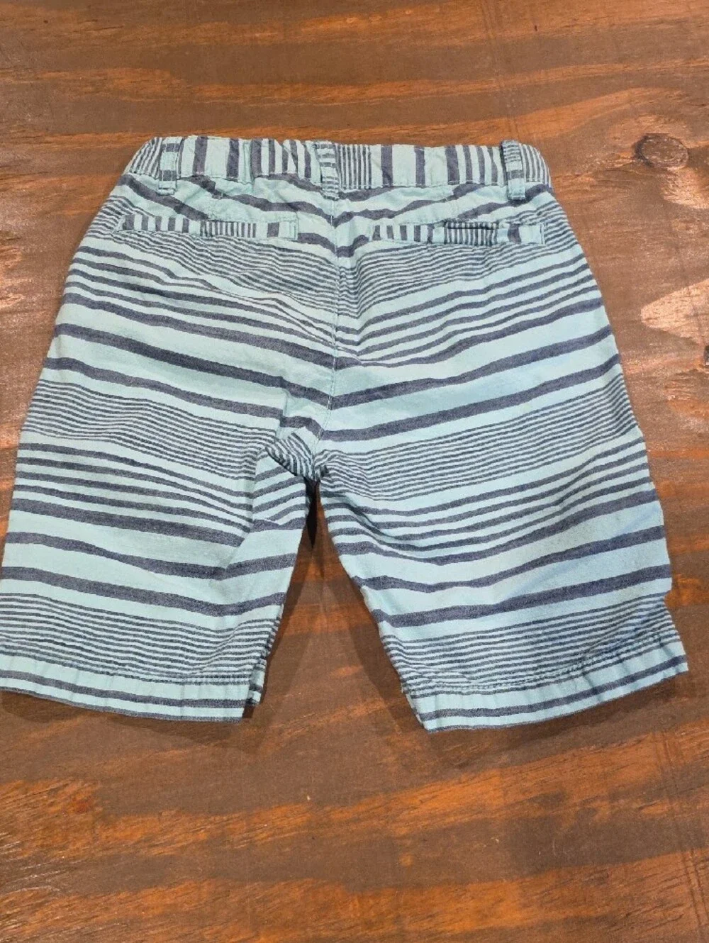 The Children's Place Light Blue and Navy Striped Swim Board Shorts